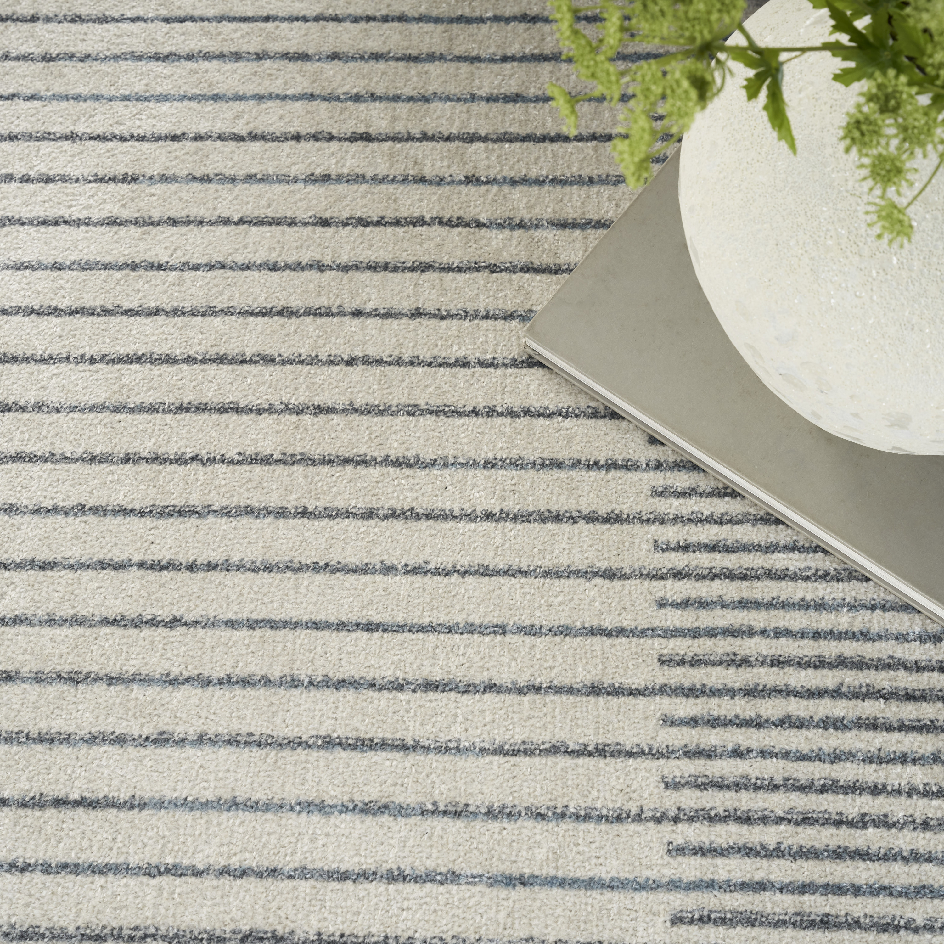 Nourison Astra Machine Washable 4' x 6' Ivory Blue Mid-Century Modern Indoor Rug