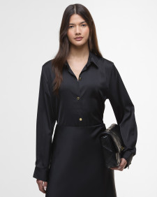 Saskia Satin Shirt Black