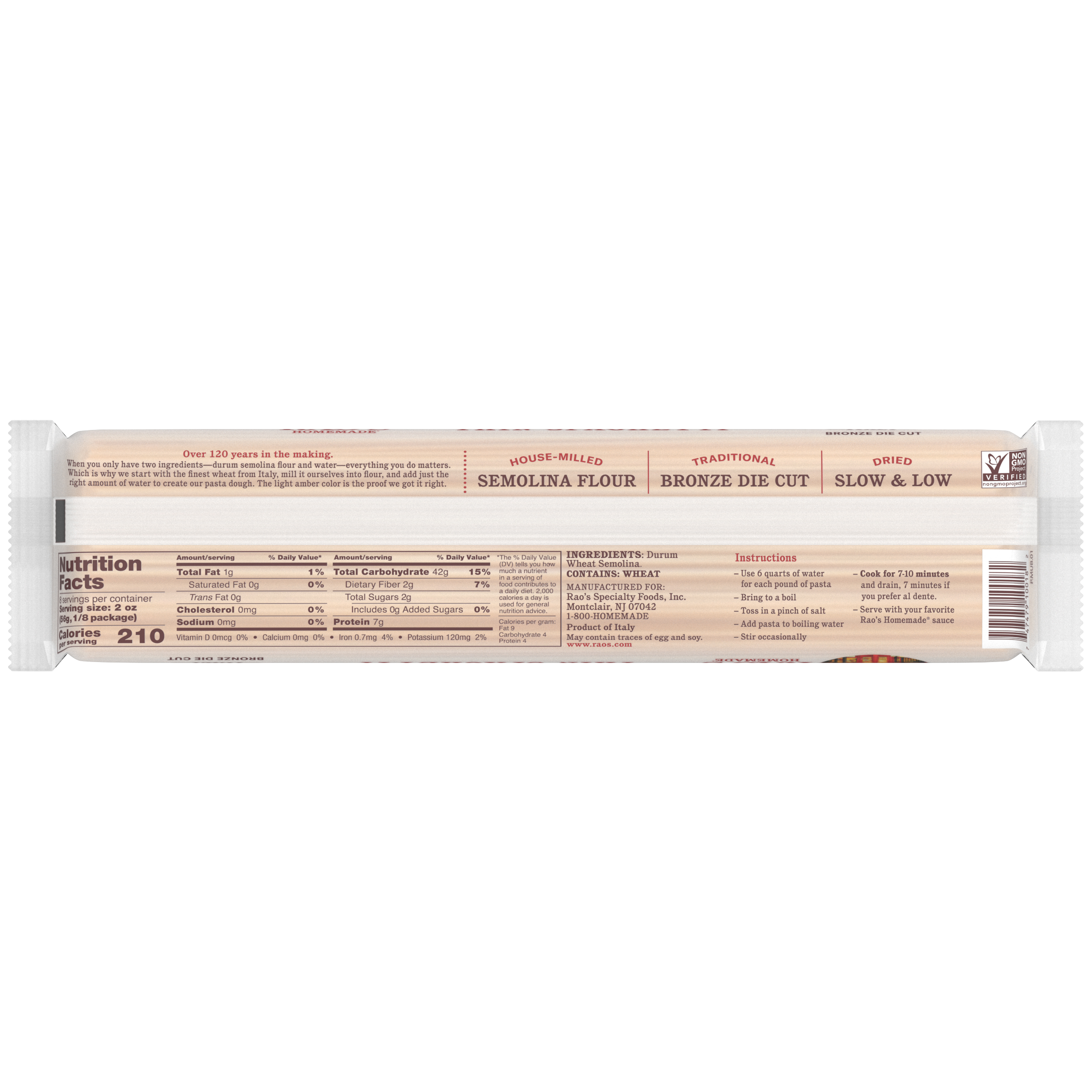 Thin Spaghetti Pasta, 16 oz - Back Image