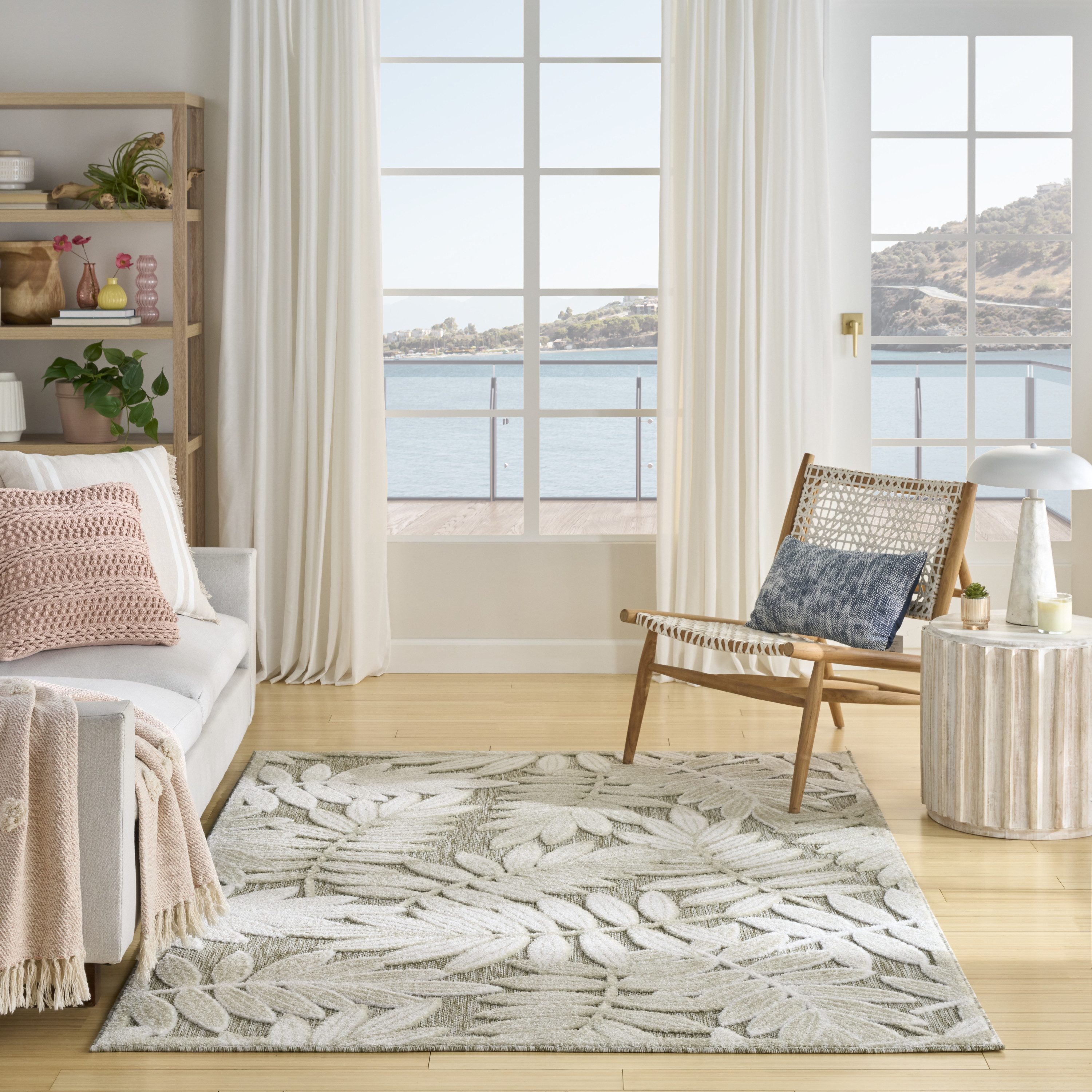 Nourison Aloha 3'6" x 5'6" Ivory Sage Modern Rug