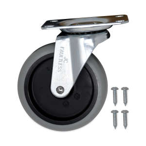 Special Made, Non-Marking Plate Casters, Swivel Mount Plate, 4" Wheel, Black/Gray/Silver