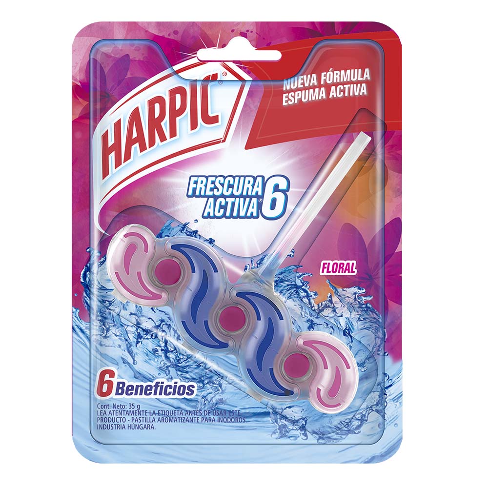 HARPIC® FRESCURA ACTIVA®6 FLORAL PASTILLA AROMATIZANTE PARA INODOROS, 35 g