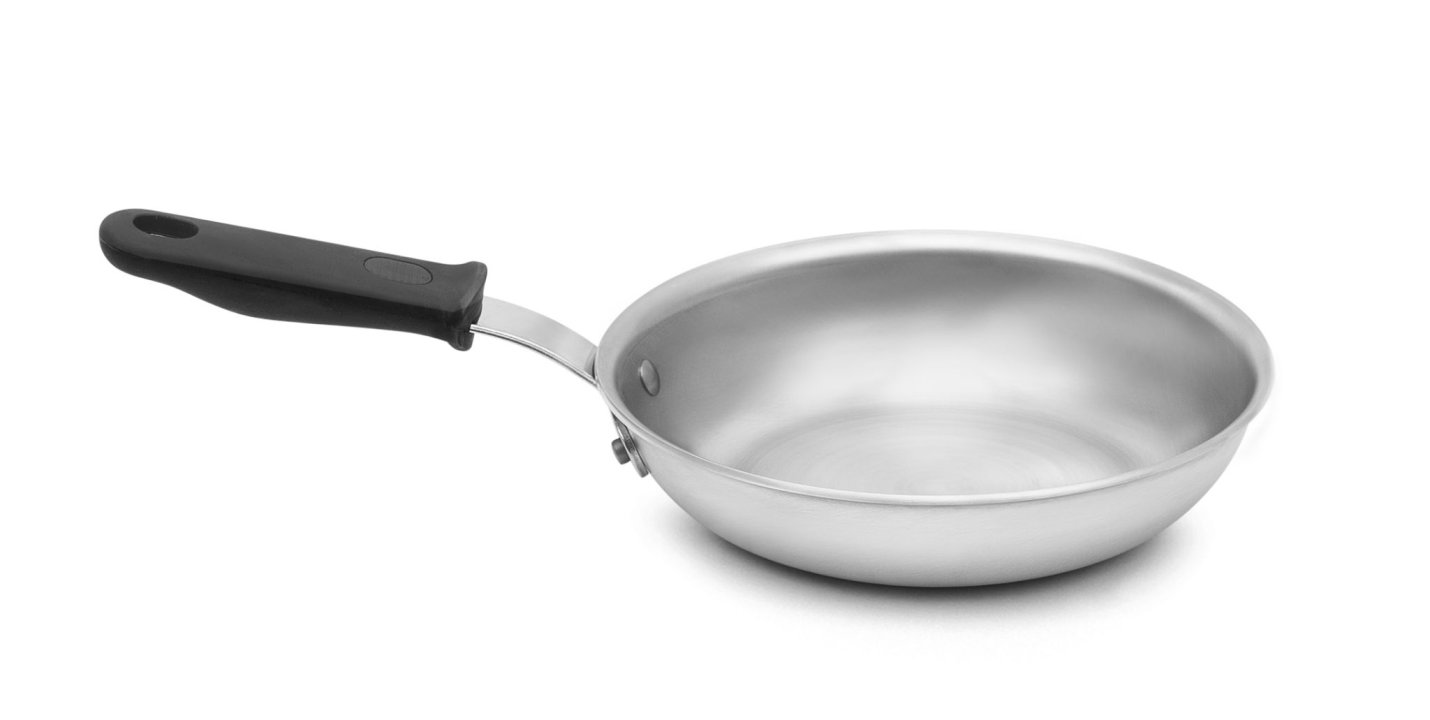 8-inch Wear-Ever® aluminum fry pan with natural finish and silicone handle