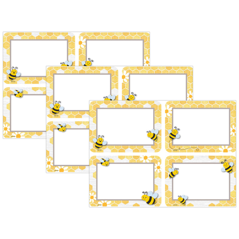 Buzzing Bees Name Tags/Labels - Multi-Pack, 3-1/2" x 2-1/2", 36 Per Pack, 3 Packs