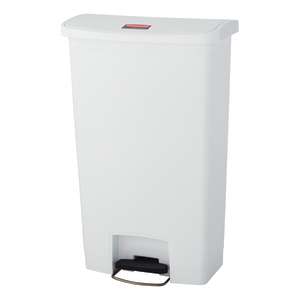 Rubbermaid Commercial, Streamline®, Step-On, 18 gal, Resin, White, Rectangle, Receptacle