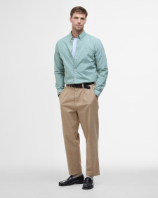 Garment Dyed Tailored Long-Sleeved Shirt Pale Apple