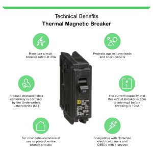 Square D (Schneider Electric) HOM120 Mini Circuit Breaker, Homeline ...