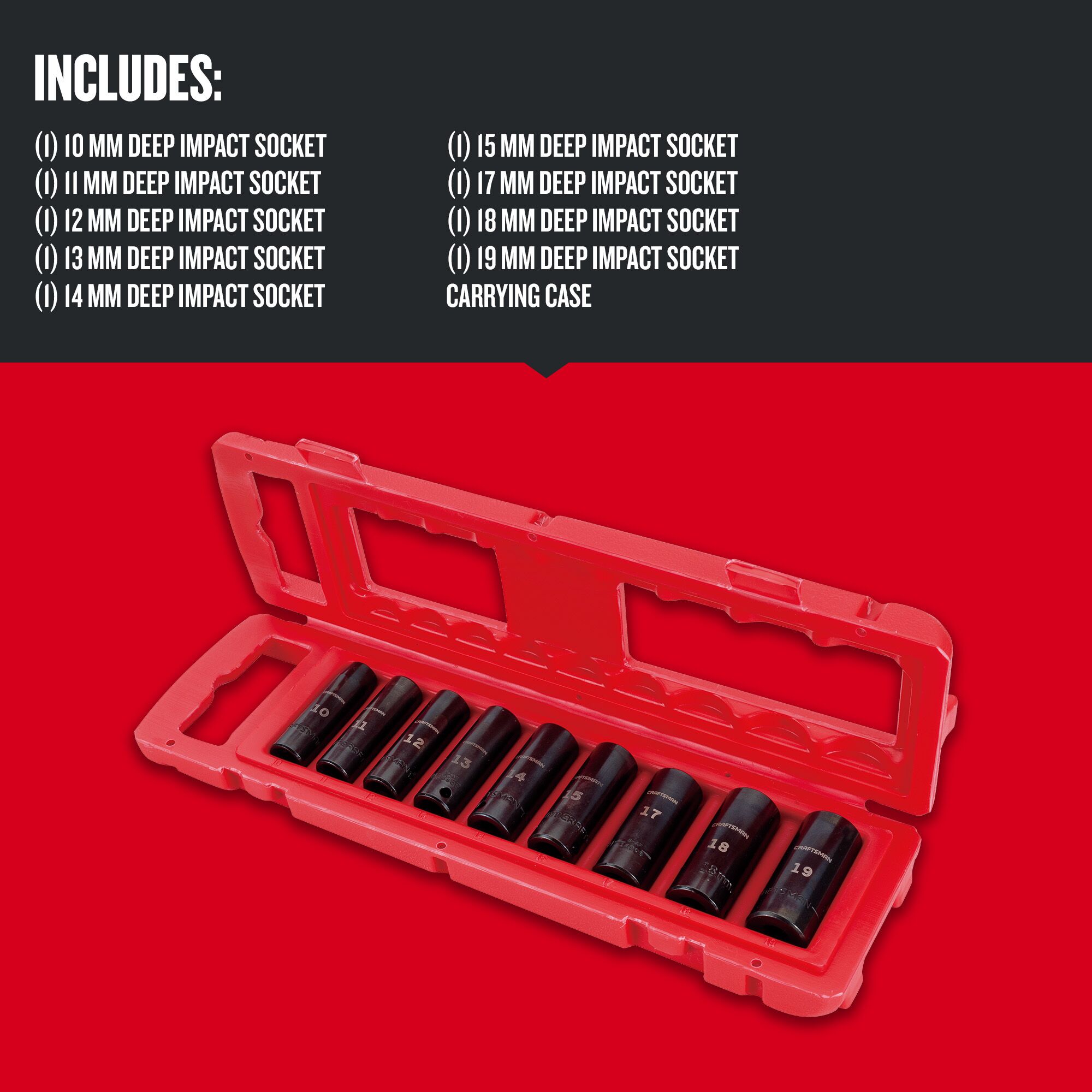 Graphic of CRAFTSMAN Sockets: Impact highlighting product features