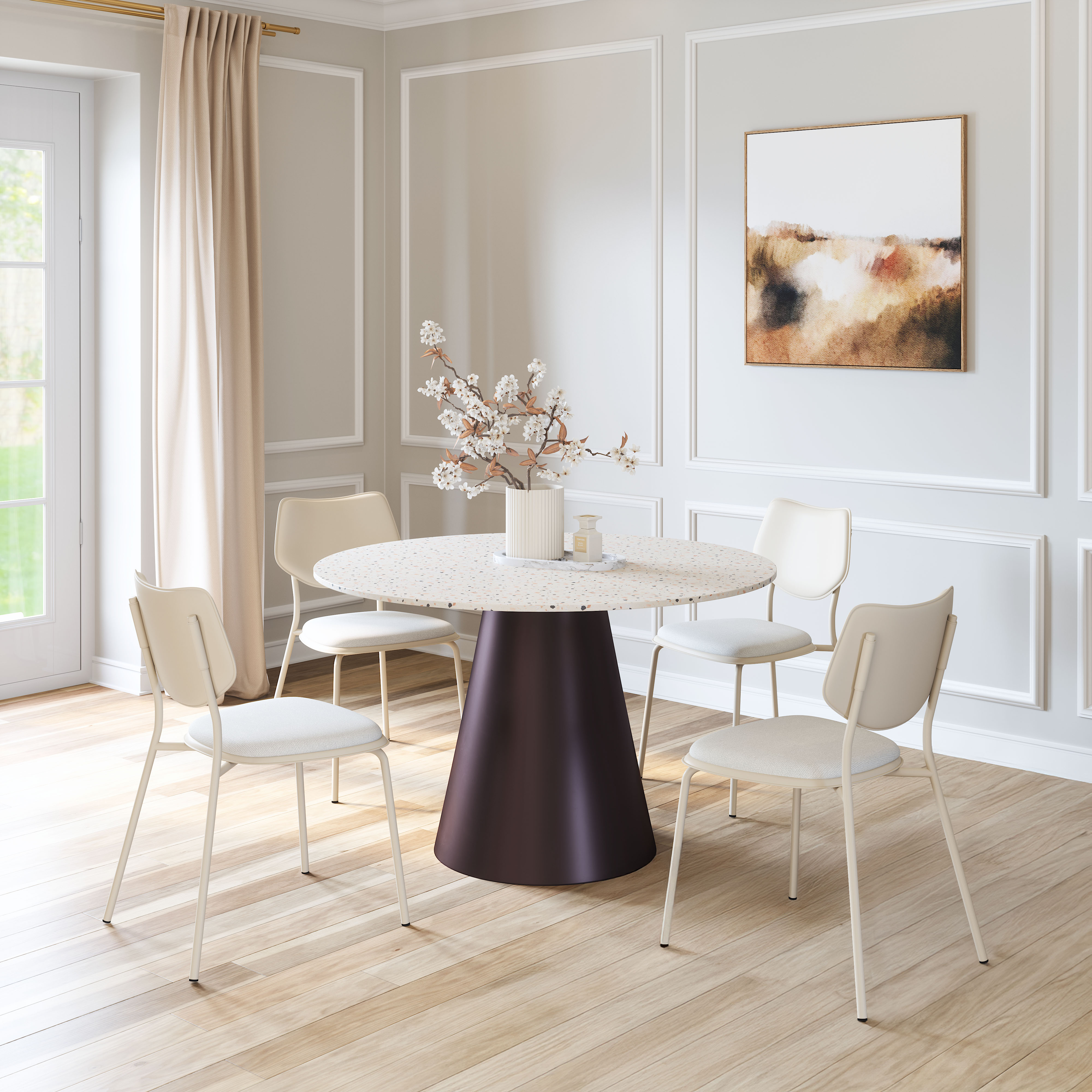 Zeal Dining Chair (Set of 4) Light Gray & Beige product image