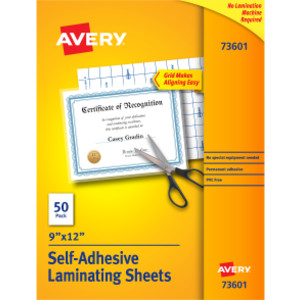 Self-Adhesive Laminating Sheets, 9" x 12", 50 Pack
