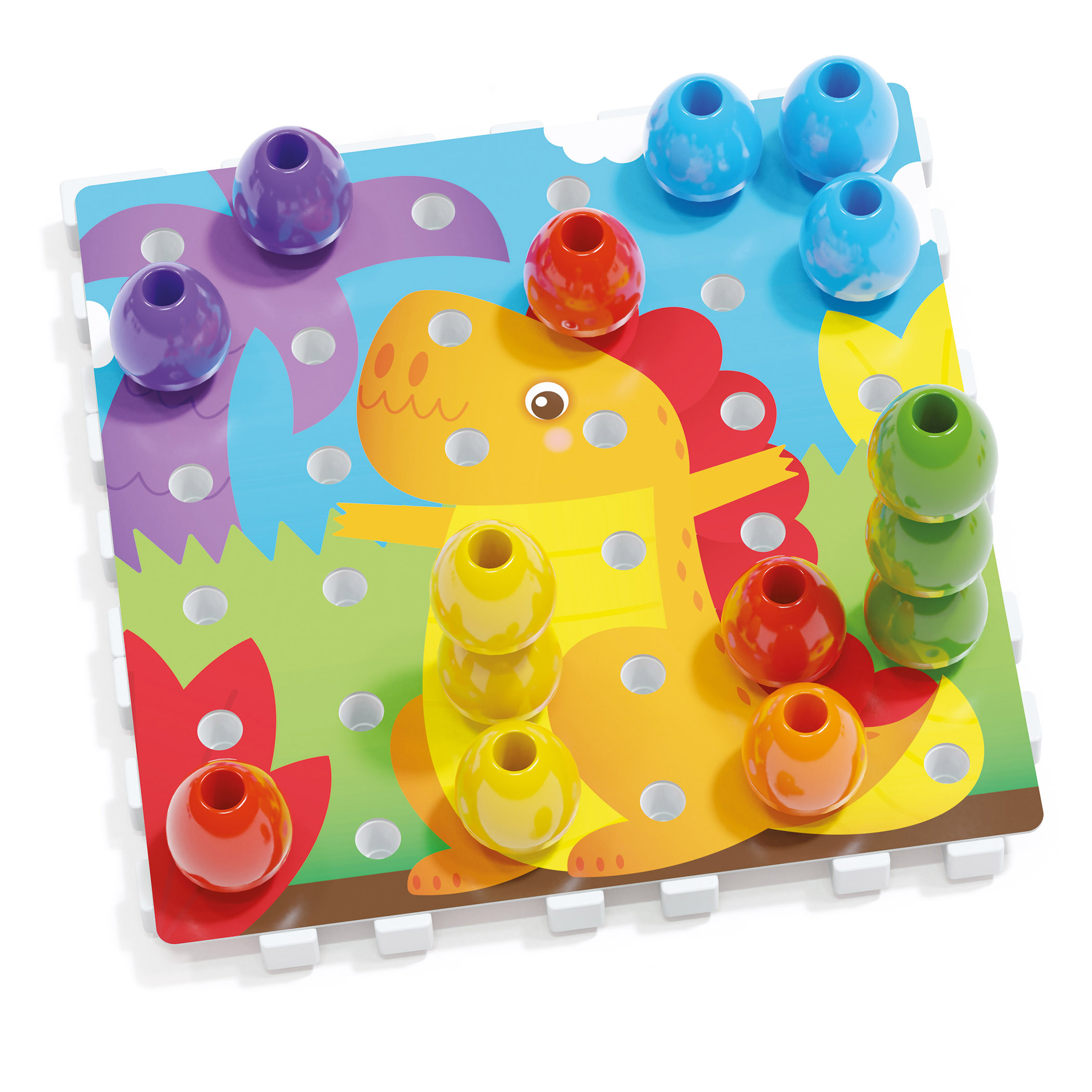 Quercetti Jumbo Peggy Medium - Stacking Peg Toy with Illustrated Cards and 9 Linking Boards and 36 Pegs image number null