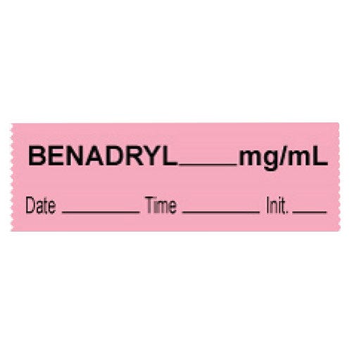 Benadryl Labels, Pink, Perforated Tape Style - 333/Roll