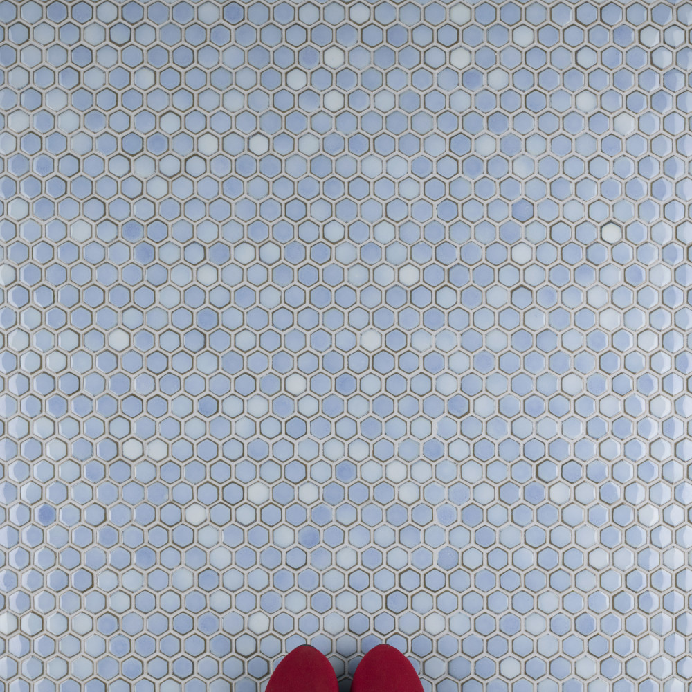 Hudson 1″ Hex Frost Blue 11-7/8 in. x 13-1/4 in. Porcelain Mosaic Tile