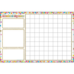 Smart Poly&trade; Chart, 13" x 19", Confetti Hundred Squares