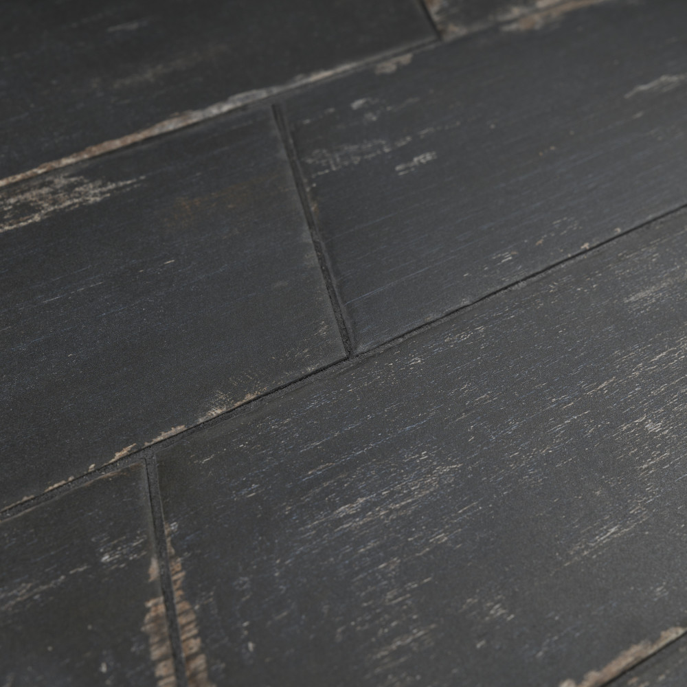 Retro Naveta Nero 7 in. x 16-3/8 in. Porcelain Floor and Wall Tile