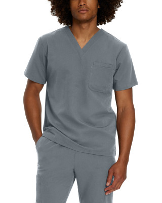 White Cross V-Tess 2206 NEW Men&#8216;s Fade Resistant 2 Pocket Tuckable Scrub Top-White Cross