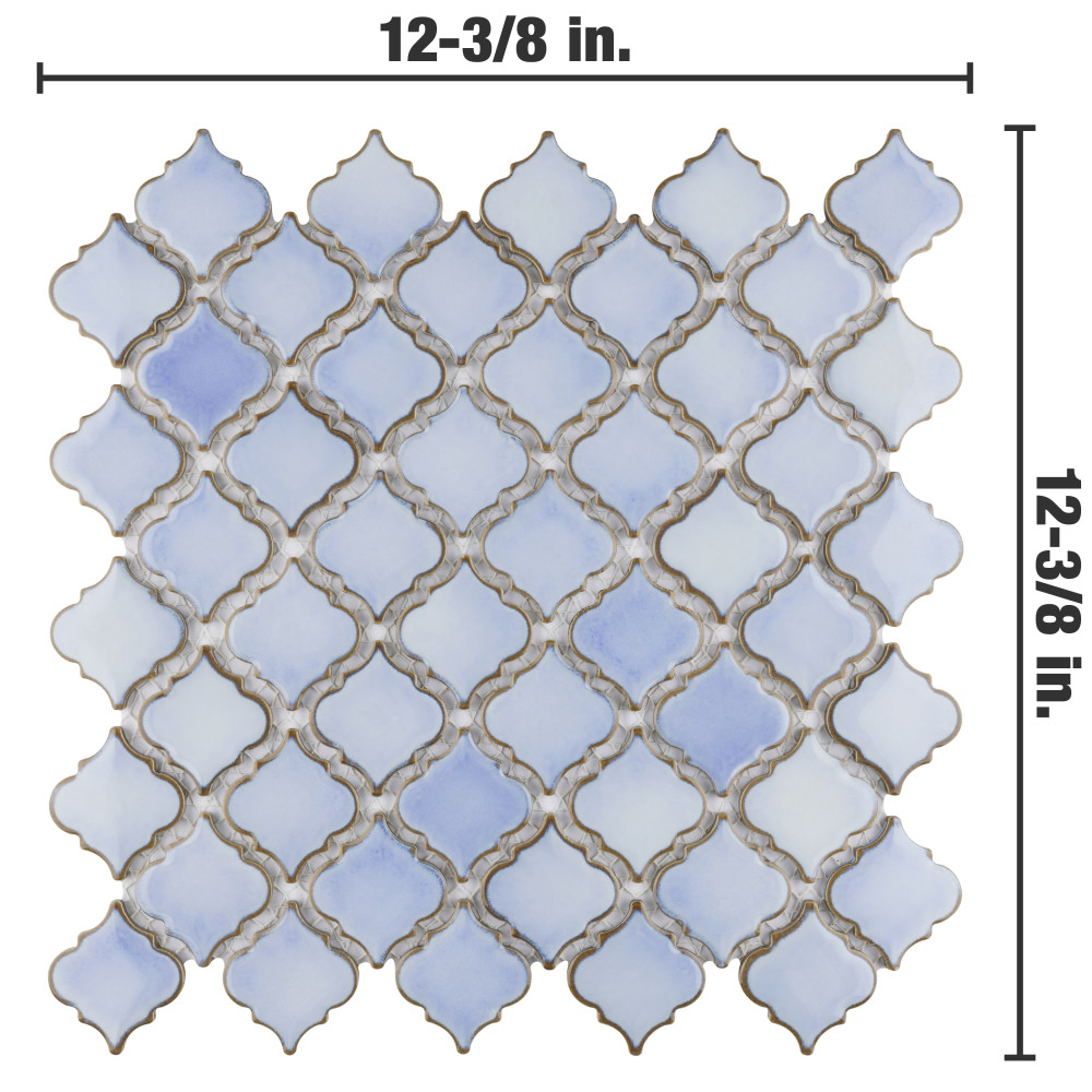 Hudson Tangier Frost Blue 12-3/8 in. x 12-3/8 in. Porcelain Mosaic Tile