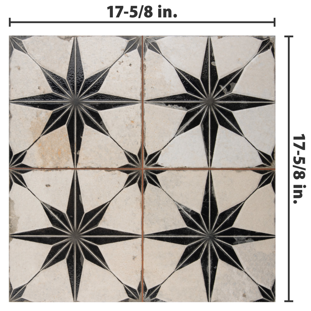 Kings Star Luxe Nero 17-5/8 in. x 17-5/8 in. Ceramic Floor and Wall Tile