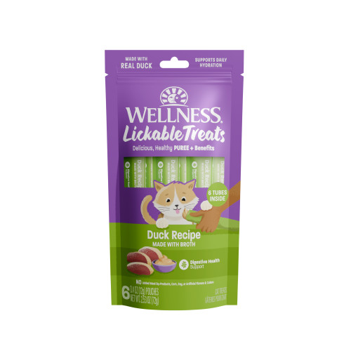Wellness Lickable Treats Duck Recipe Made with Broth Front packaging