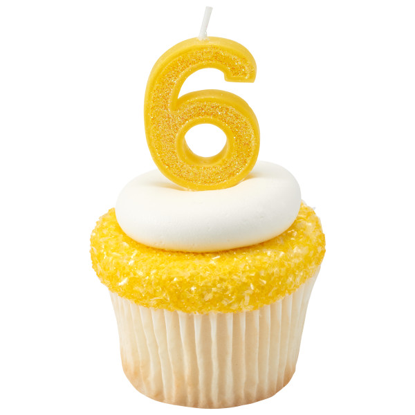Mini Glitter Yellow Numeral Candles