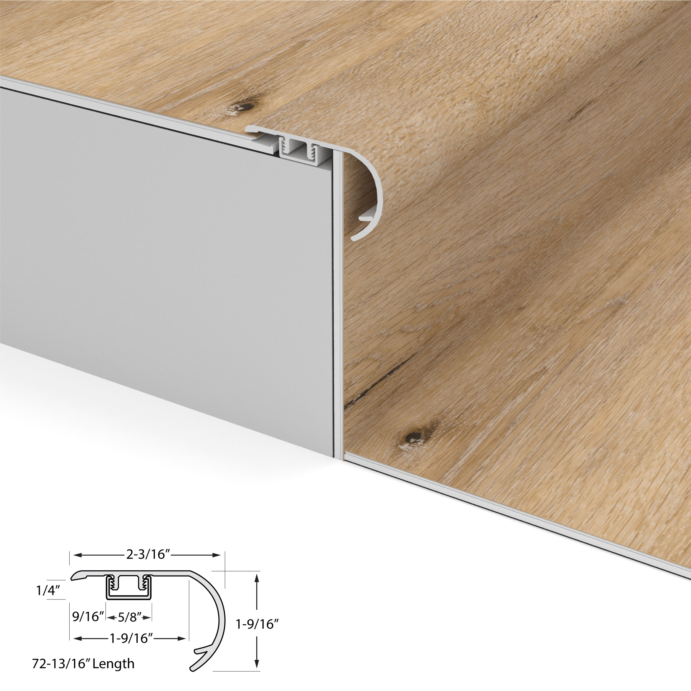 Natural Elm Cali Vinyl Stair Nosing Overlap Windansea view 3