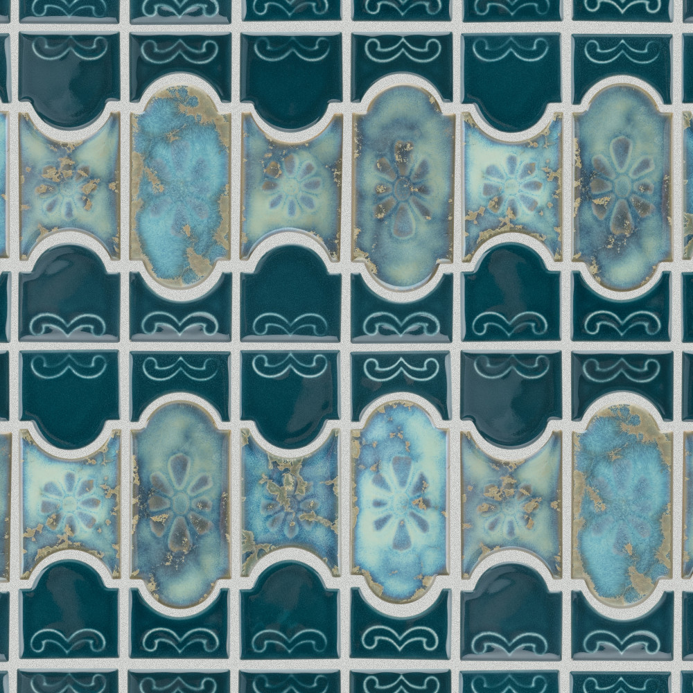 Montego Emerald 12 in. x 12-1/2 in. Porcelain Mosaic Tile