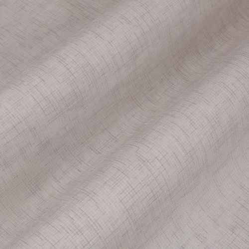 Sheer textured curtain fabric, light beige with a subtle crosshatch weave; draped in soft undulating folds; close-up view with diffuse, neutral lighting and no visible surroundings.
