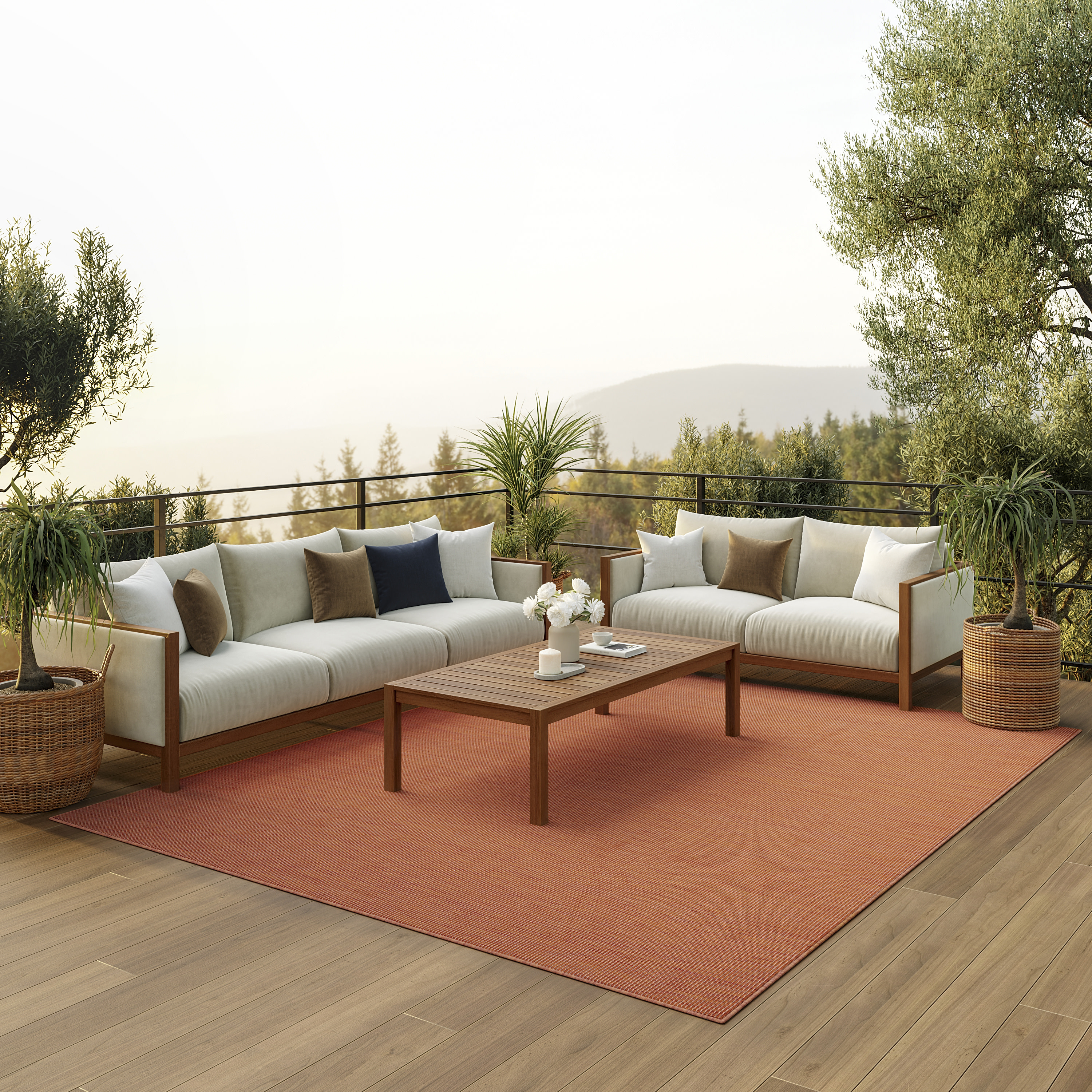 Nourison Positano 7' x 10' Terracotta Modern Rug