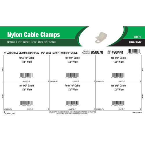 Natural White Nylon Cable Clamps Assortment (1/2
