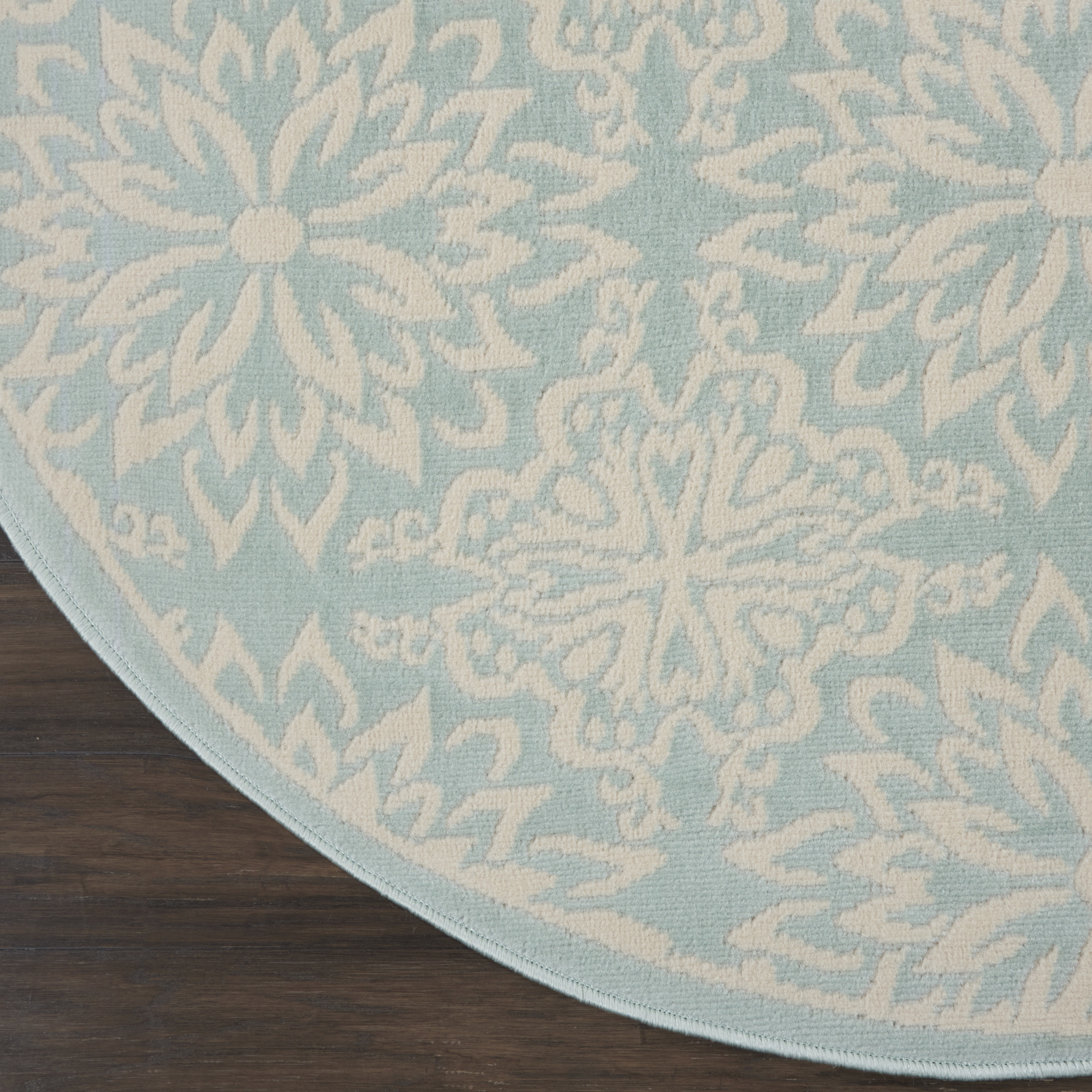 Nourison Jubilant 5'3" x Round Ivory Green Farmhouse Indoor Rug