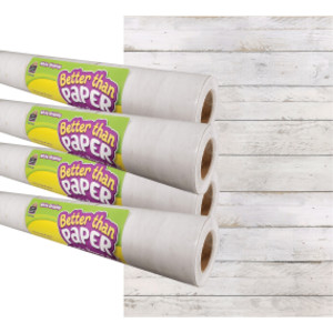 White Shiplap Better Than Paper Bulletin Board Roll, 4' x 12', Pack of 4