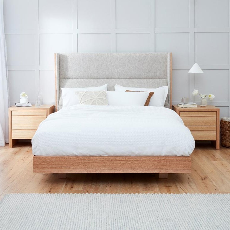 Lifestyle image of the  Rialto Bedside Table (2 Drawer), Natural from Forty Winks