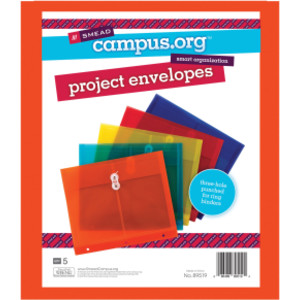 Project Envelope, 1-1/4" Expansion, String-Tie Closure, Side Load, Letter Size, Pack of 5
