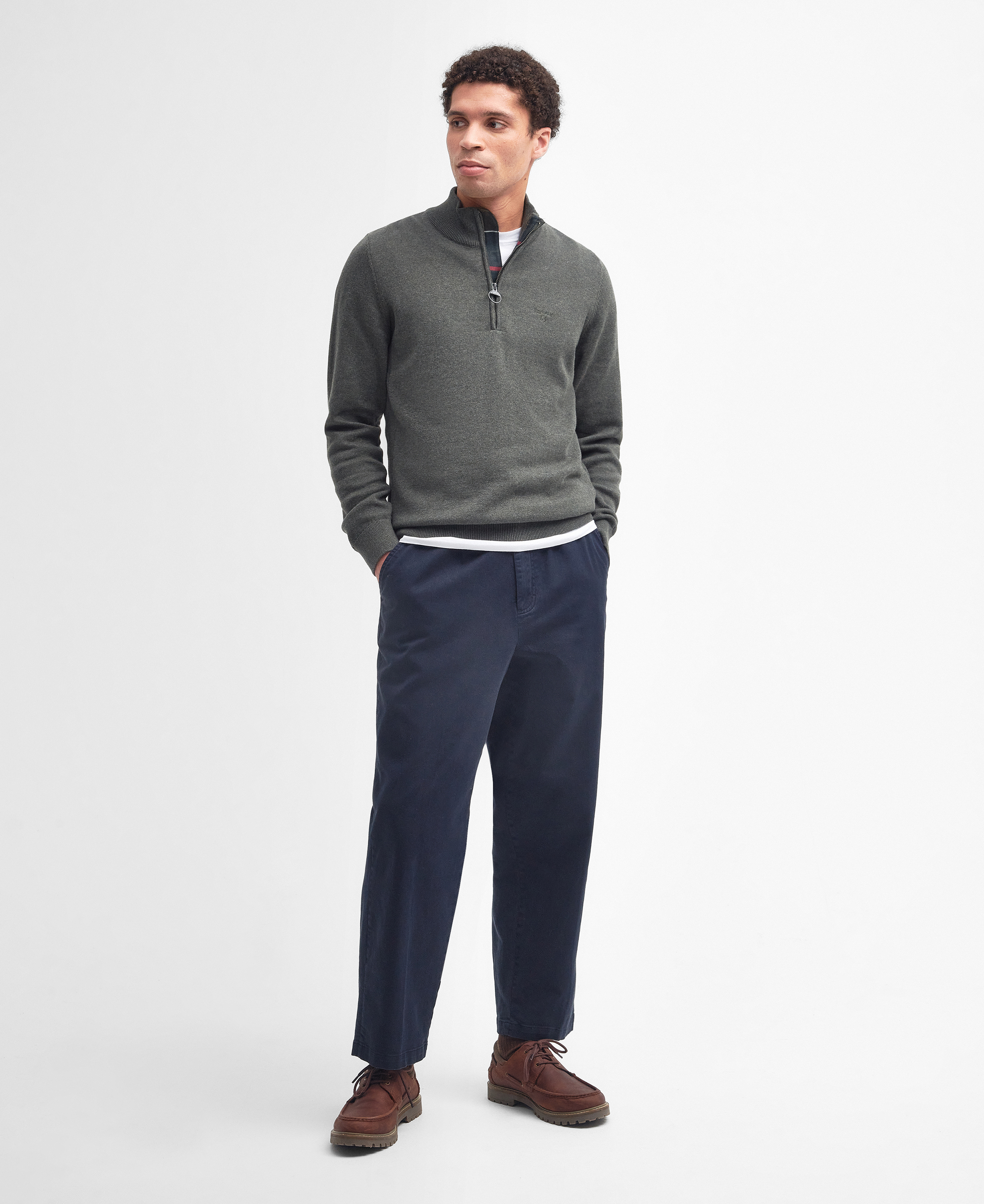 Felpa in cotone con mezza zip image number 1