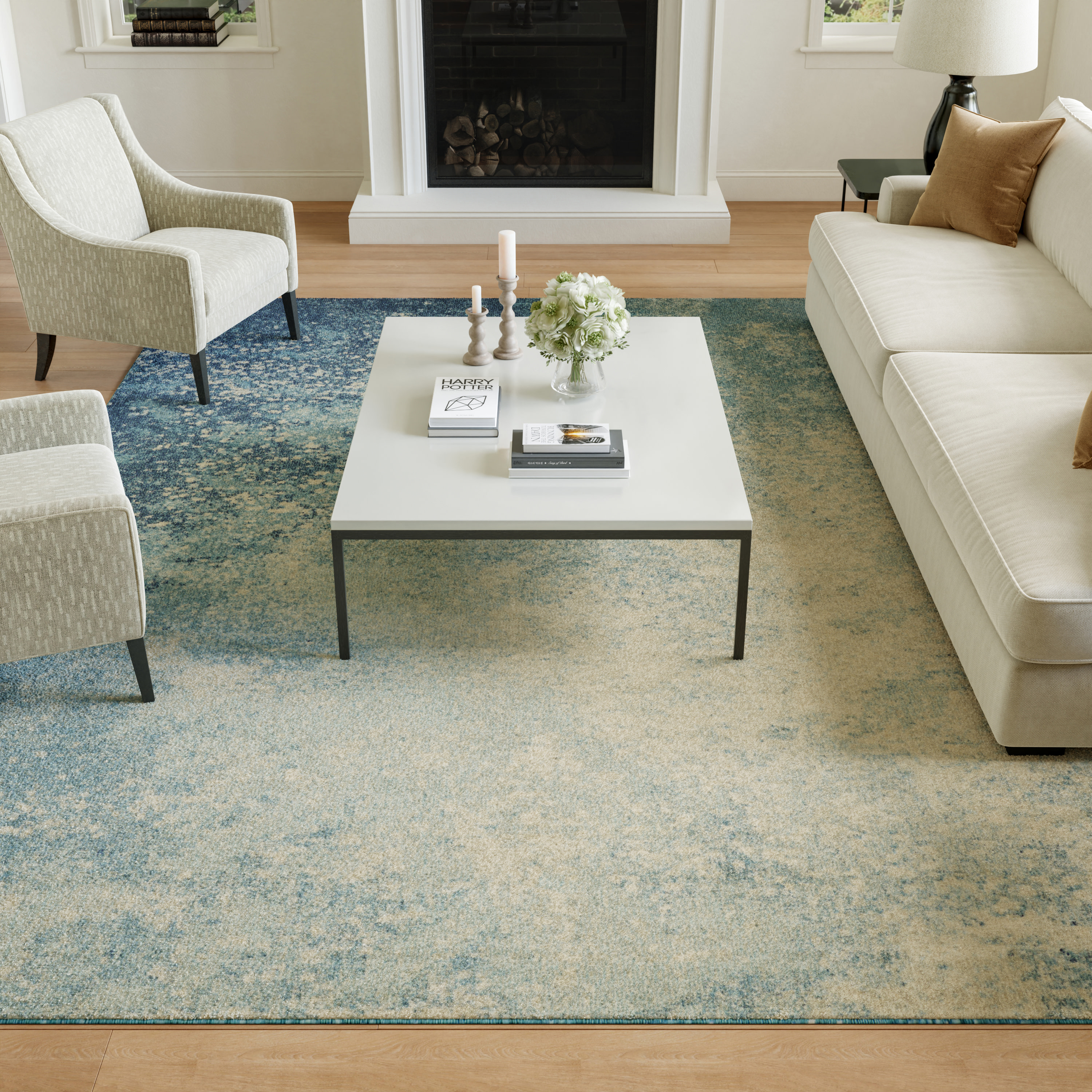 Nourison Passion 6'7" x 9'6" Navy Light Blue Modern Indoor Rug