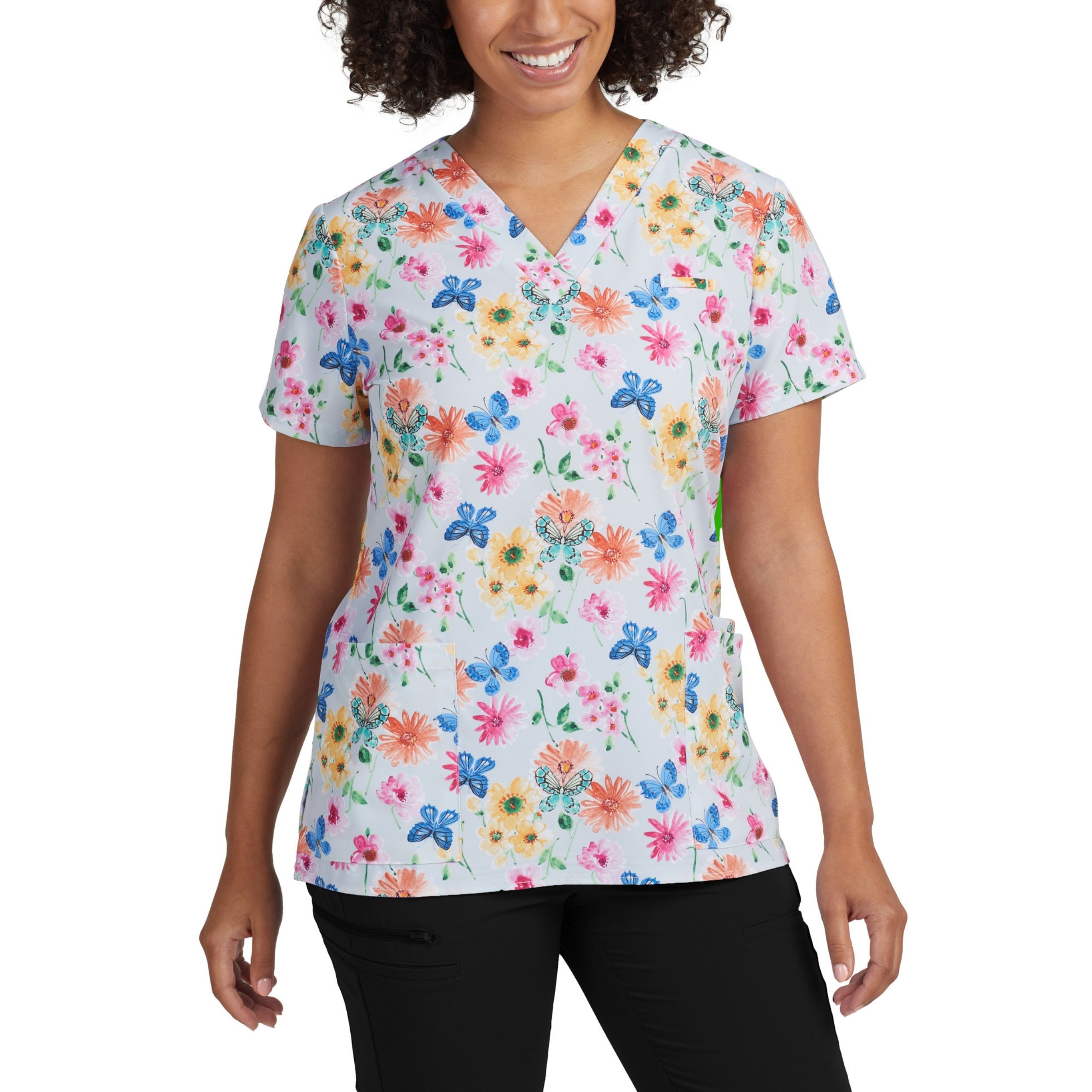 White Cross Women&#8216;s 3-Pocket V-Neck Scrub Top-White Cross