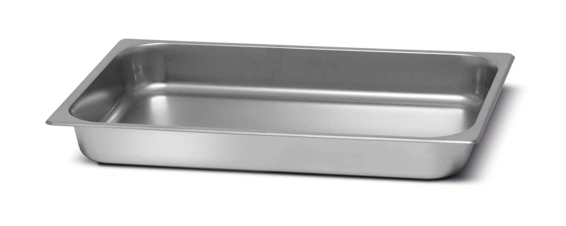 Cubeta rectangular de acero inoxidable.