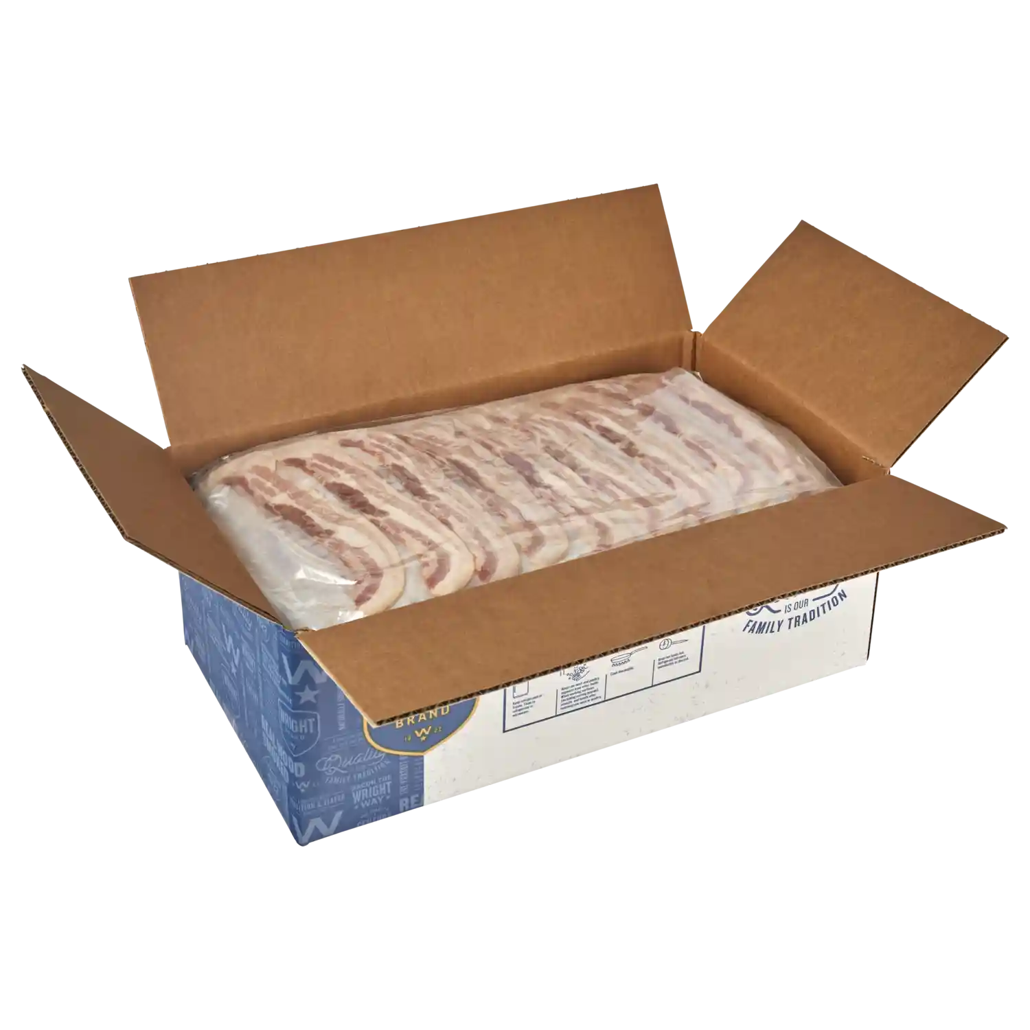 Wright® Brand Naturally Hickory Smoked Thick Sliced Bacon, Flat-Pack®, 15 Lbs, 10-14 Slices per Pound, Gas Flushed_image_21