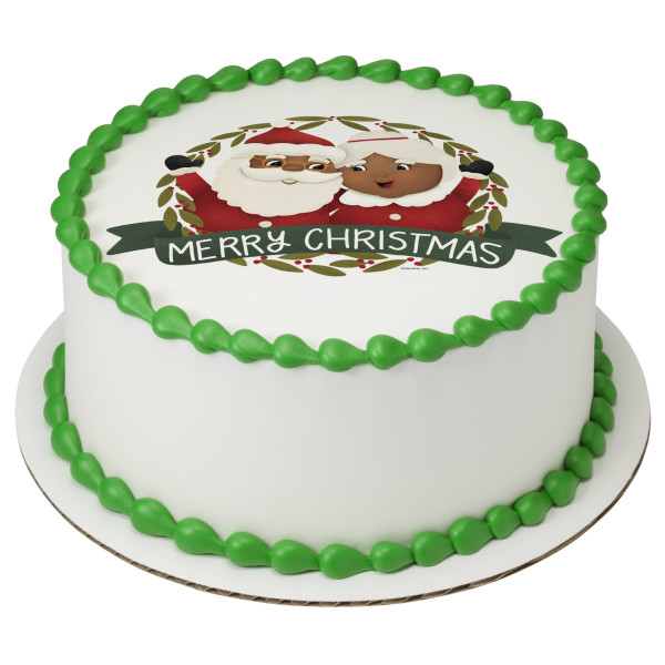 Jolly Mr. and Mrs. Claus PhotoCake® Edible Image®
