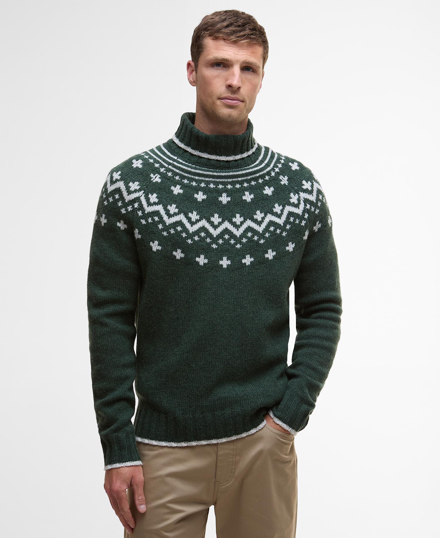 Maglione Hewton con collo alto con risvolto e motivo Fair Isle image number 0