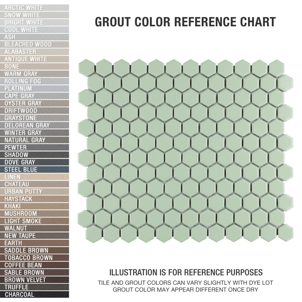 Metro 1″ Hex Glossy Mint 10-1/4 in. x 11-7/8 in. Porcelain Mosaic Tile