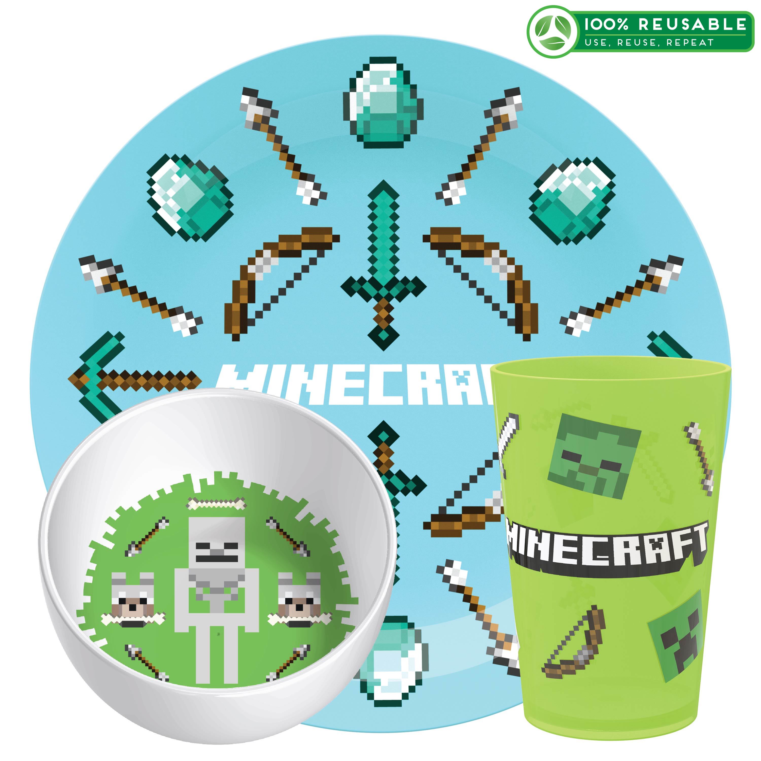 Minecraft Kid’s Dinnerware Set, Favorite Minecraft Characters, 3-piece set slideshow image 1 Minecraft Kid’s Dinnerware Set, Favorite Minecraft Characters, 3-piece set slideshow image 1