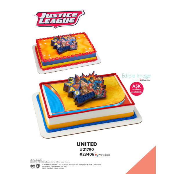 Justice League™ United The Magic of Cakes® PhotoCake® Enhanced Background and Icing Page