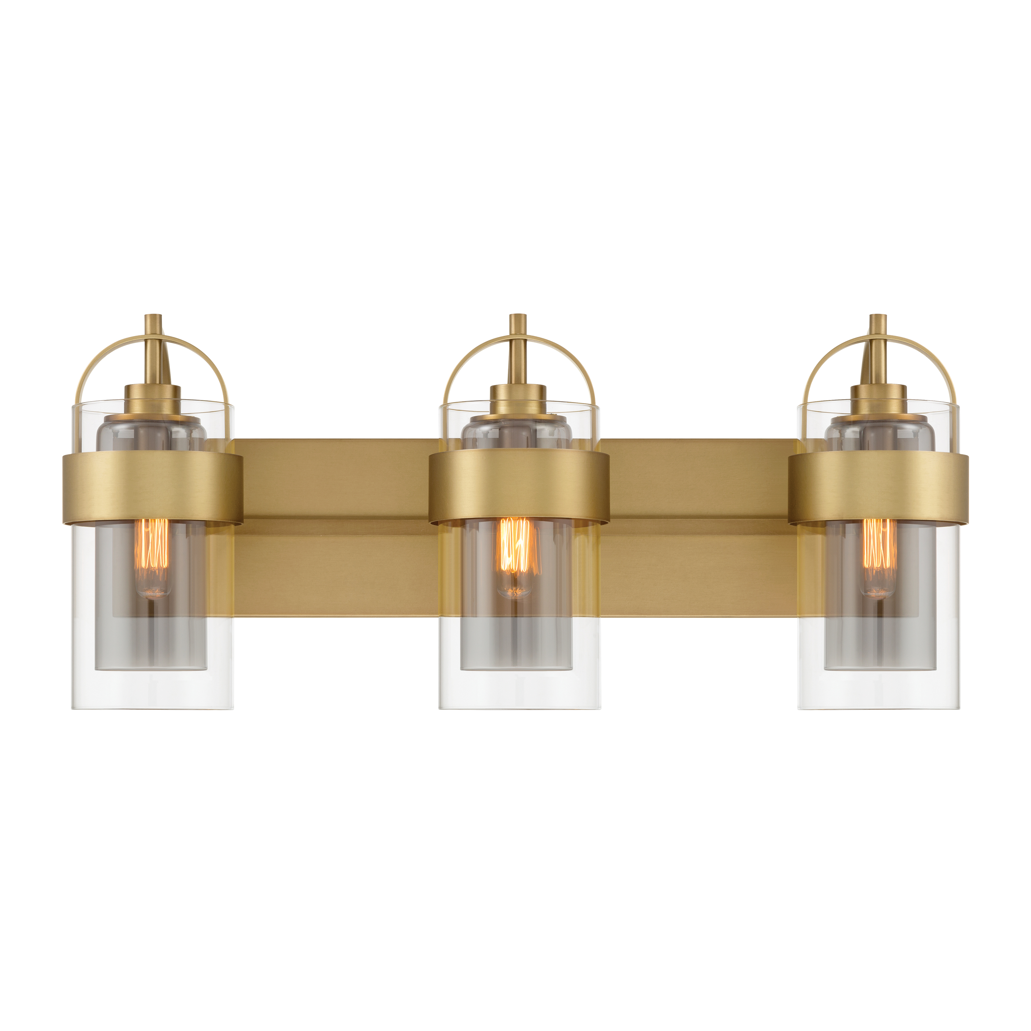 3-Light Vanity - Legacy Brass with Clear and Grey Glass - alternate view