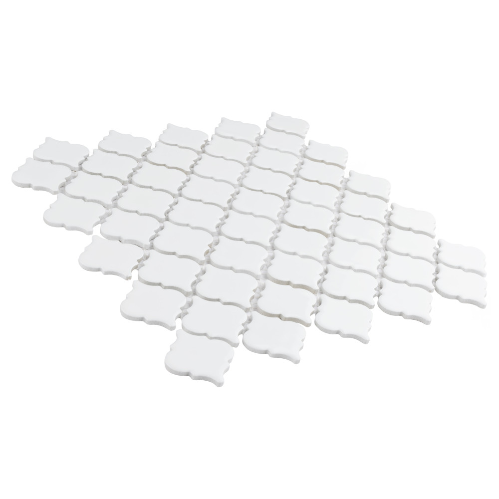 Hudson Tangier Glossy White 12-3/8 in. x 12-3/8 in. Porcelain Mosaic Tile