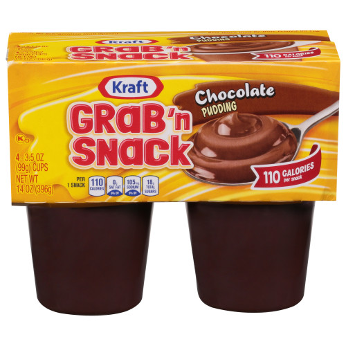 KRAFT GRAB 'N SNACK Chocolate Pudding, 3.5 oz. Cups (4/12 Count)