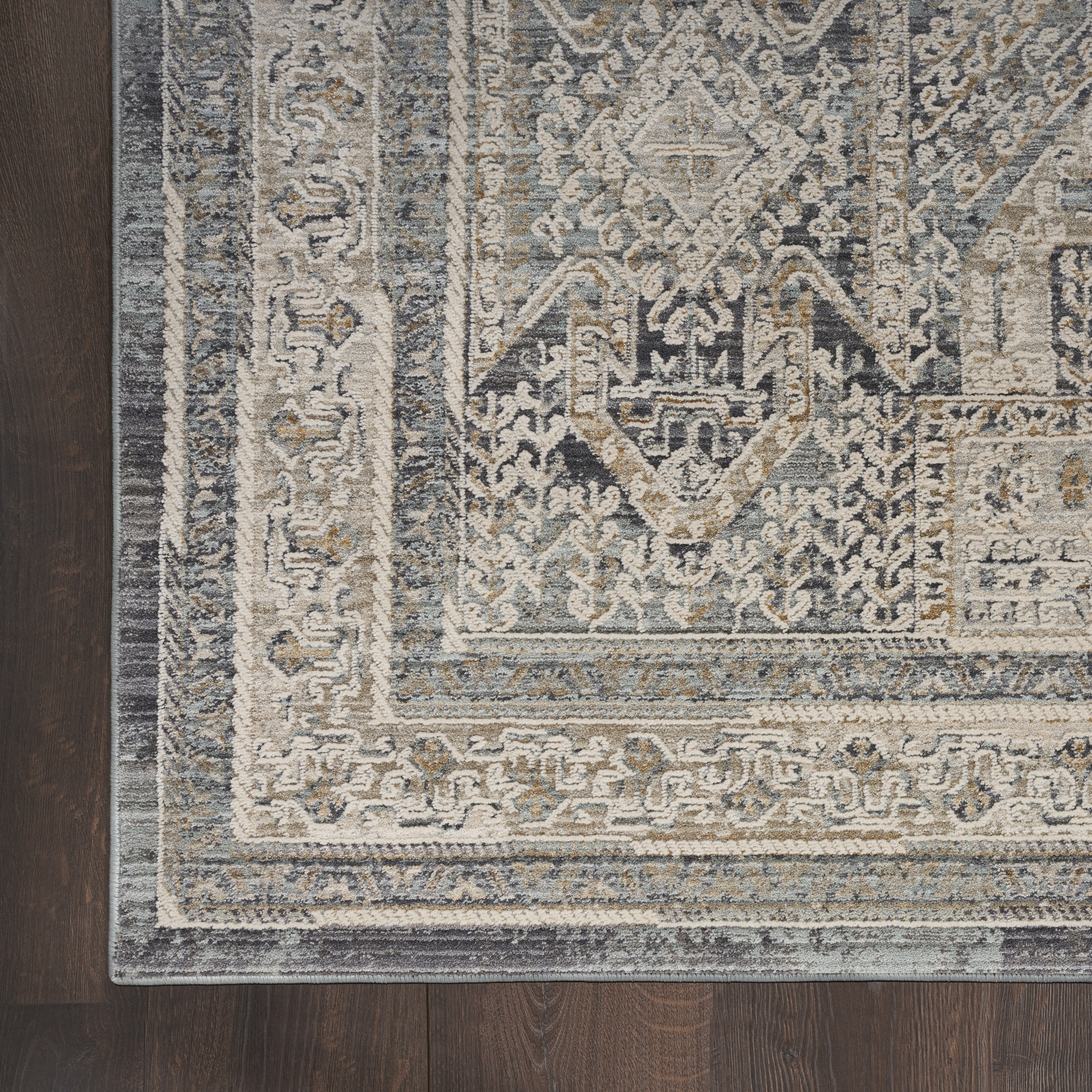 Nourison Lynx 2'3" x 12' Ivory Charcoal Vintage Indoor Rug