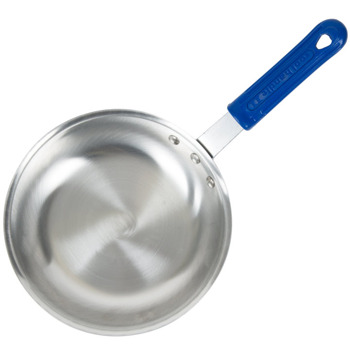 8-inch Wear-Ever® aluminum fry pan with natural finish and Cool Handle® rubber grip sleeve