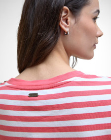 Ferryside Striped T-Shirt Pink Punch/Cloud