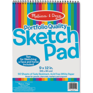 Quality Spiral-Bound Sketch Pad, 9" x 12", 50 Sheets